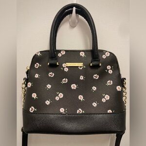 Madden Girl Black and White Floral Crossbody Satchel